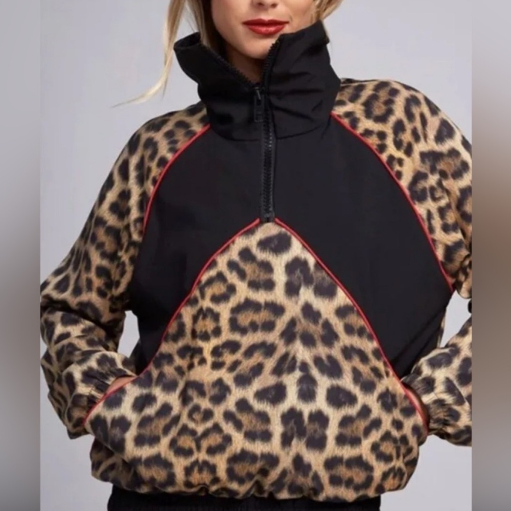Terez Windbreaker Leopard Print Jacket
